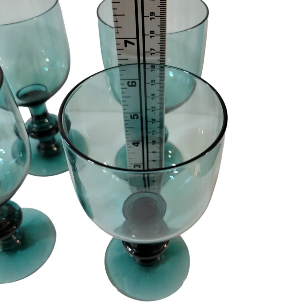 Heisey Yeoman Teal Goblets Set of 4